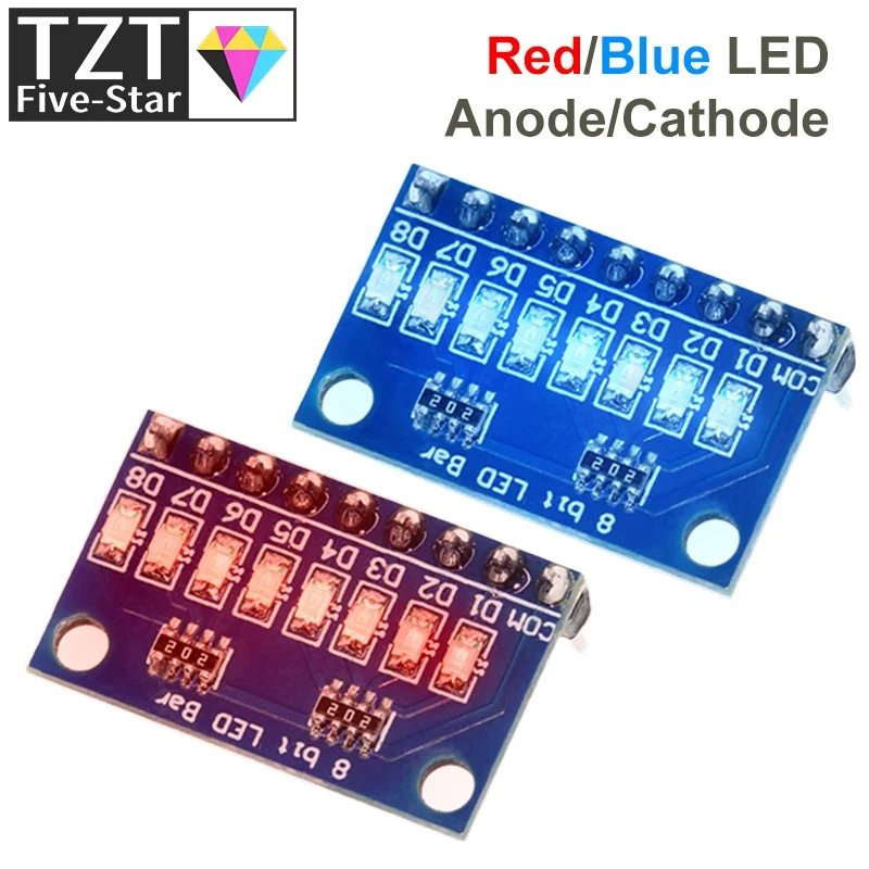 TZT 3.3V 5V 8 Bit Blue /  Red Common Anode / Cathode LED Indicator Module Diy Kit For Arduino NANO U