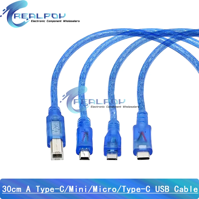 30cm USB Cable for Uno R3/Nano/MEGA 2560/Leonardo/Pro micro/DUE Blue High Quality A type USB/Mini US
