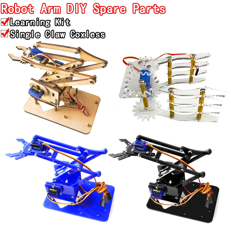 SG90 MG90S 4 DOF Unassembly Acrylic Mechanical Arm Robot Manipulator Claw for Arduino UNO Maker Lear