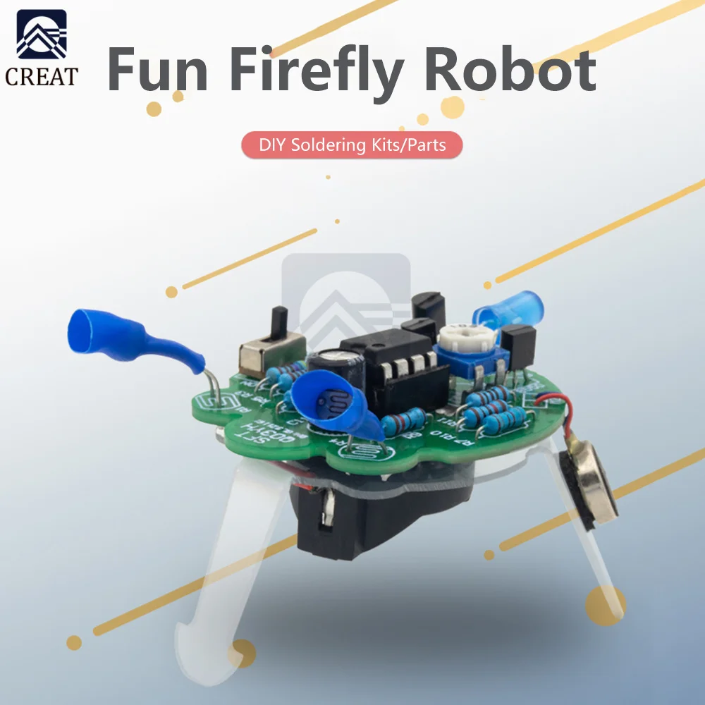 Electronic Soldering Simulated Firefly Flashing Robot DIY Kit LED Breathing Light Photosensitive Sen