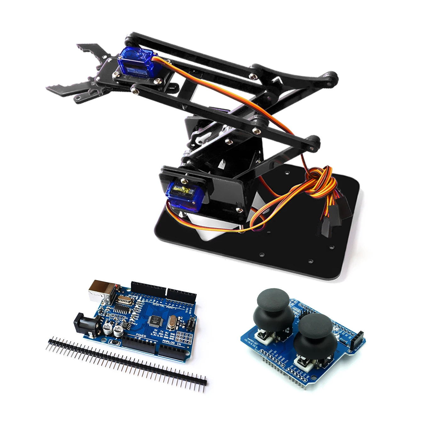 4 DOF Unassembly Acrylic Mechanical Arm Robot Manipulator Claw for Arduino Maker Learning DIY Kit Ro