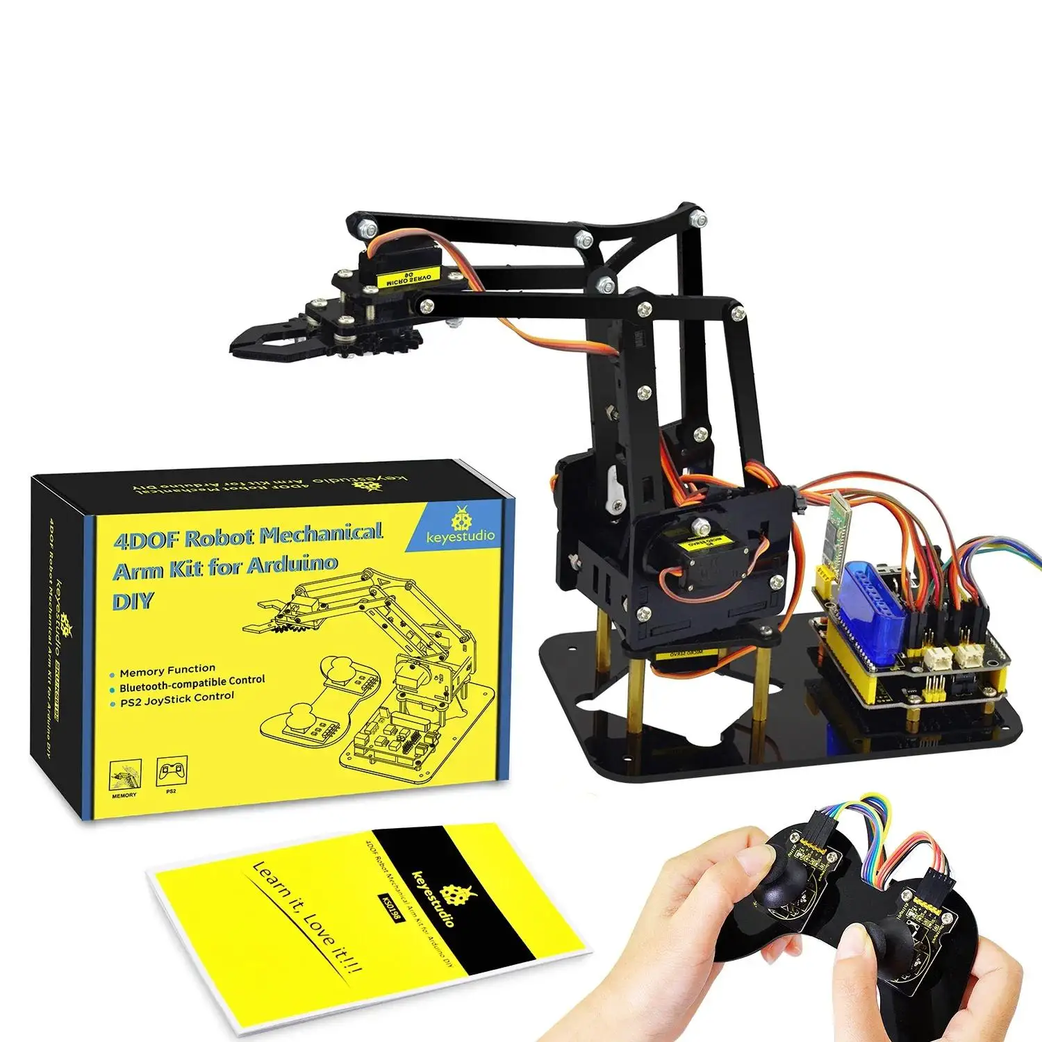 Keyestudio 4DOF Robot Arm Kit Robot Pack Acrylic PS2 Mechanical Claw for Arduino Robot Arm Kit DIY R