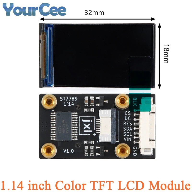 1.14 inch TFT IPS LCD Screen Display Module HD 262K Color 135*240 ST7789 Driver SPI for Arduino ESP3
