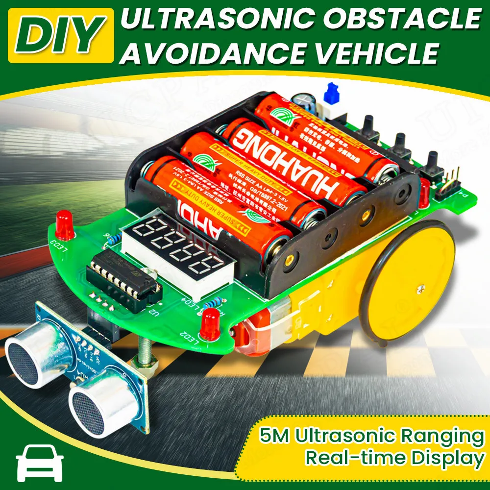 DIY Ultrasonic Ranging Obstacle Avoidance Car Electronic Kit LED Display Programming Intelligent Car