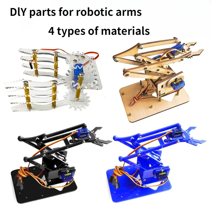 SG90 MG90S 4 DOF Unassembly Acrylic Mechanical Arm Robot Manipulator Claw for Arduino Maker Learning