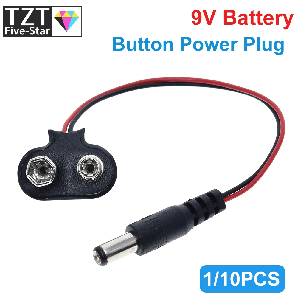 GREATZT 1/10PCS 90 DC 9V Battery button power plug for Arduino Mega 2560 1280 UNO R3 132 9V battery 