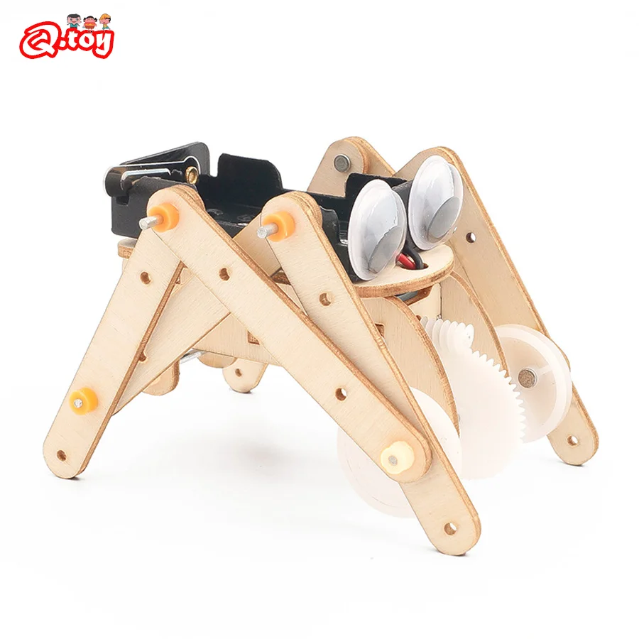 DIY Spider Robot STEM Toys Technology Science Experimental Tool Kit Learning Educational Wooden Puzz