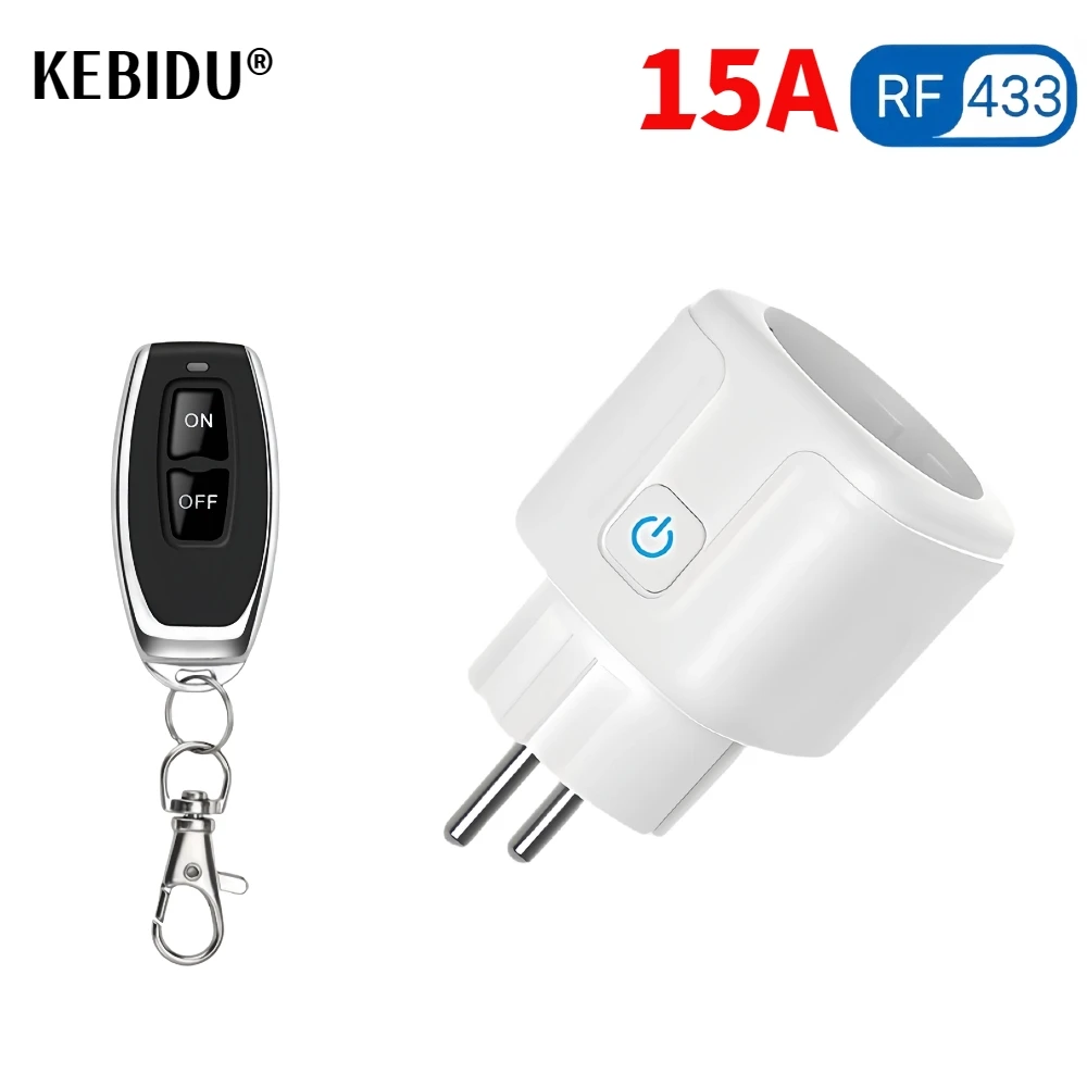 433Mhz Wireless Remote Control Switch AC220V 15A EU FR Standard Socket Electric Plug Electrical Outl