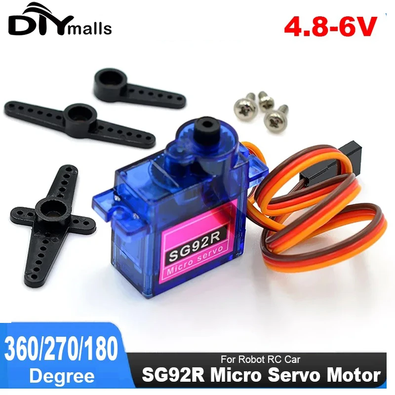 Micro Servo Motor SG92R 360/270/180 Degree Continuous Rotation Controllable Angle 4.8-6V for Robot R