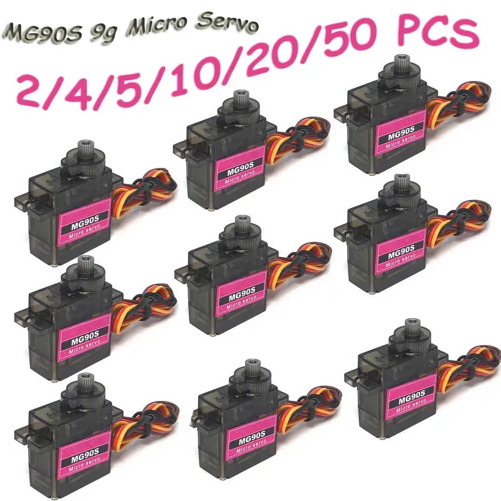 2-50Pcs MG90S 9g Micro Servo Metal Gear 180°/360° for RC Helicopter Plane RC Boat RC Car Trex 450 RC