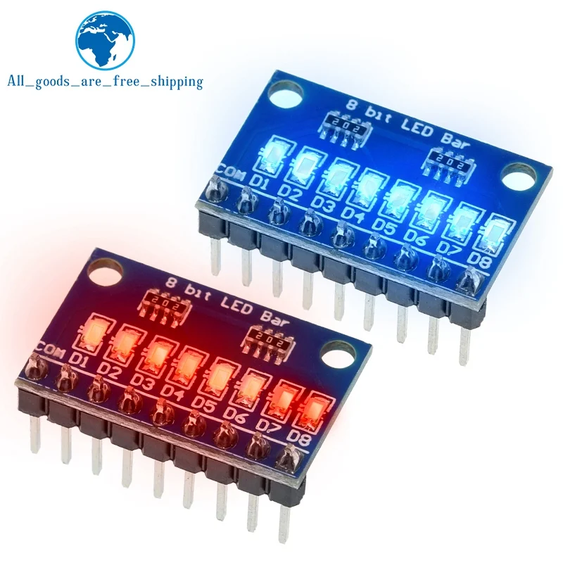 TZT 3.3V 5V 8 Bit Blue /  Red Common Anode / Cathode LED Indicator Module Diy Kit For Arduino NANO U