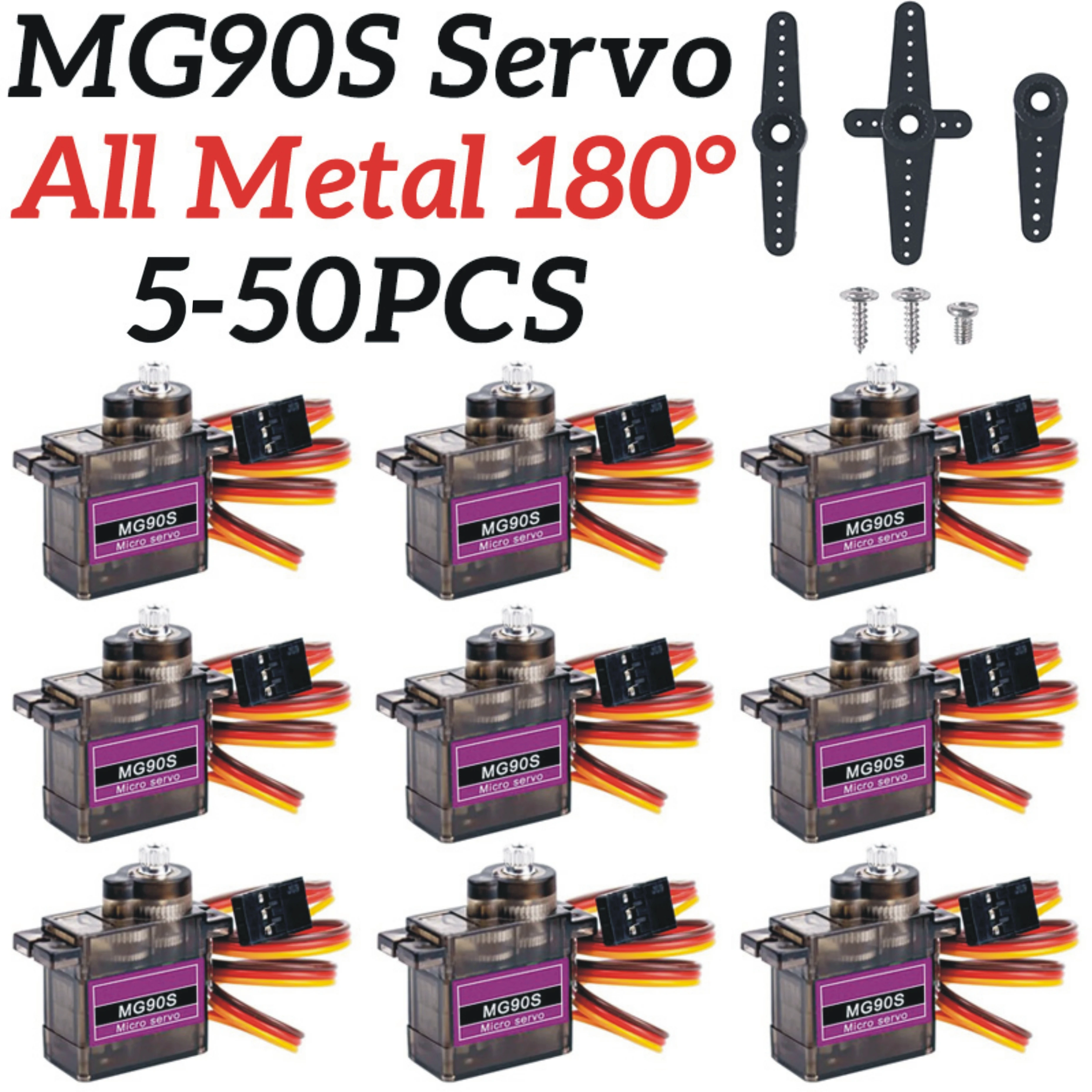 MG90S Servo 9g 5/10/20/50 Pcs All Metal Gear 9g SG90 Upgraded Version For Helicopter Plane Boat Car 
