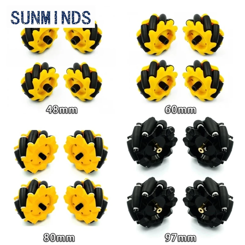 4pieces/lot 48mm 60mm 80mm 97mm High Hardness Plastic Mecanum Wheel Omni-Directional for TT Motor Sm
