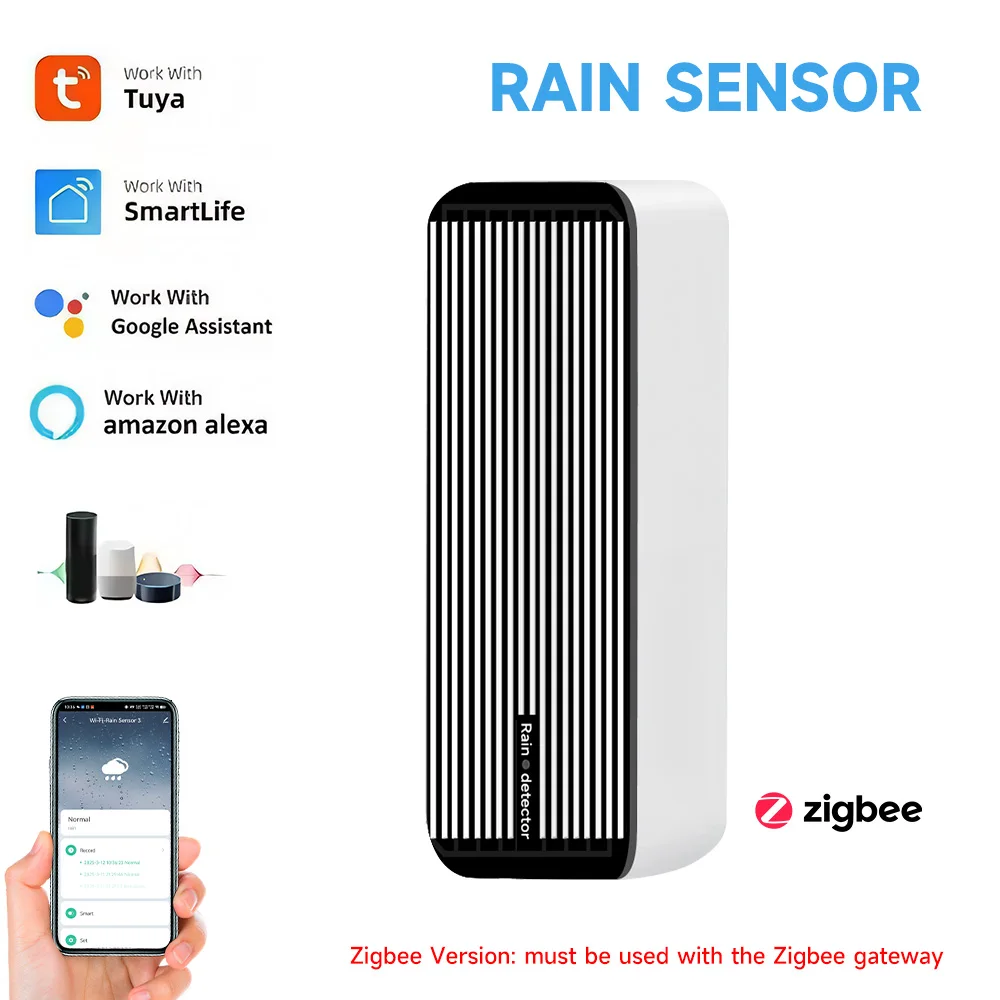 Tuya ZigBee Rain Sensor Tuya Rain Detection Sensor Smart Home Real-time APP Notifications Home Autom