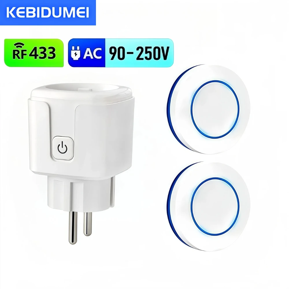 433 Mhz Wireless Remote Control AC220V 15A EV1527 Code Smart Socket Electric Plug Electrical Outlets
