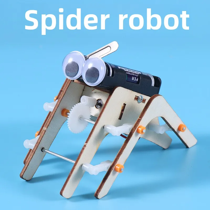 Walking Spider Robot Bionic DIY Assemble Model Science Technology Education Experiment Kit Wooden St