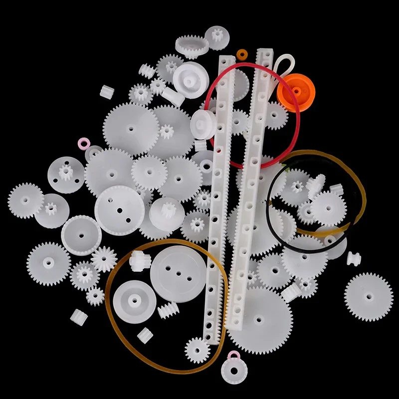 75PCS Plastic Gear Set with Rack/Pulley/Worm Gears | Unique STEM DIY Kit for Toy Car Robot Belt Driv