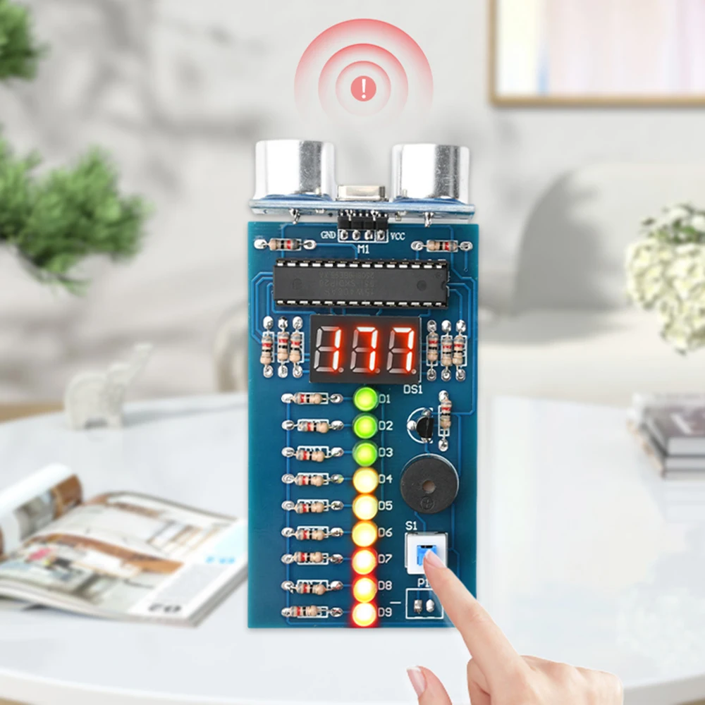 DC 4.5-6V Ultrasonic Distance Measurer Module Soldering Practice Kit With LED Lights DIY Kit Ultraso