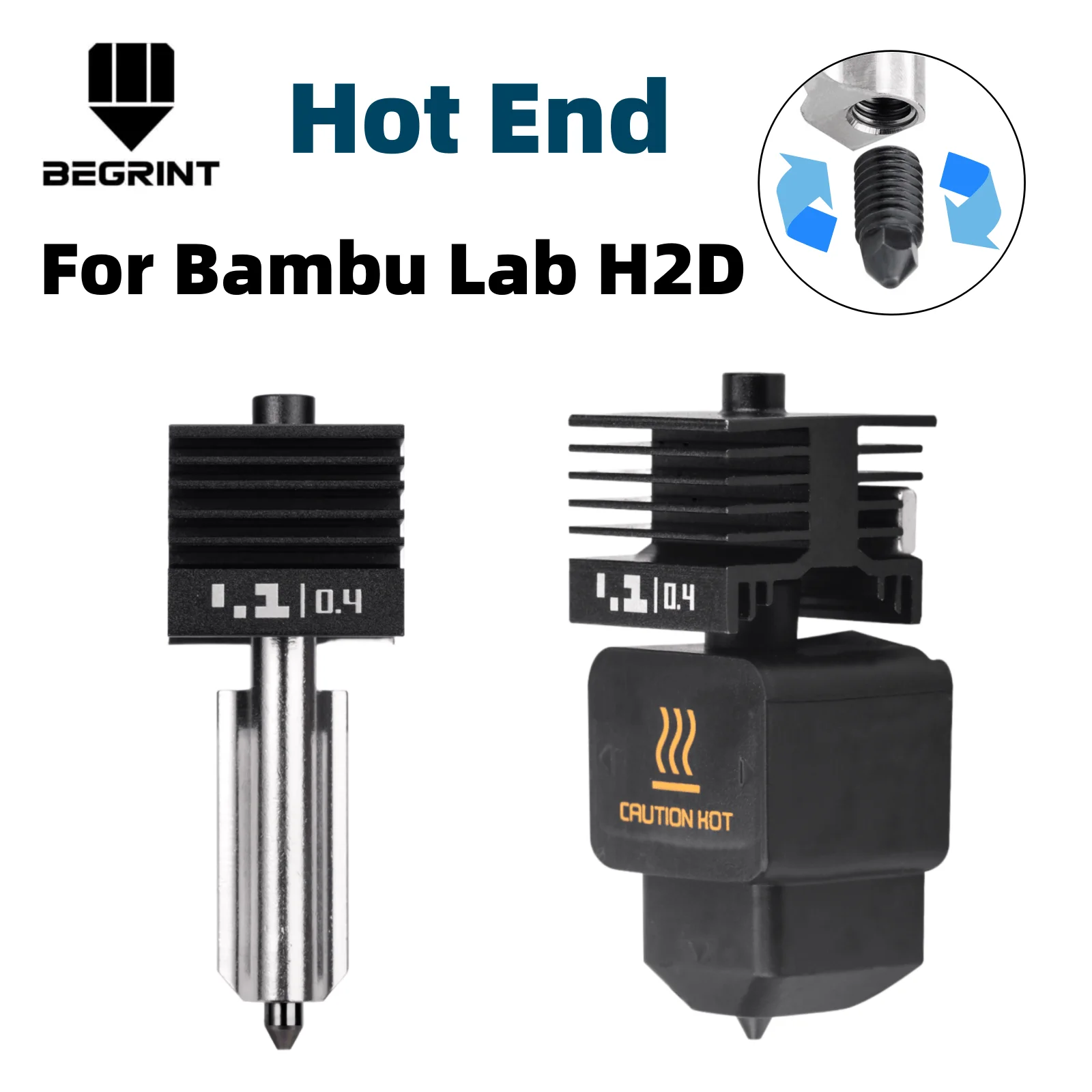 For Bambu Lab H2D Hotend Kit 0.2/0.4/0.6/0.8MM Nozzle Hardened steel For Bambu Lab H2D Nozzles Assem