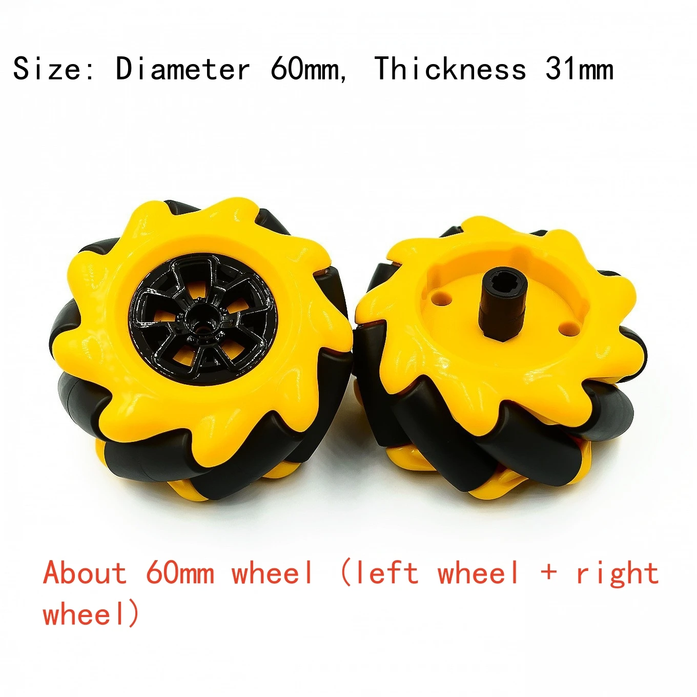 Robot Car Chassis Accessories: Mecanum Wheels, Omni Wheels (60mm Left & Right Wheels)– DIY Toy Parts