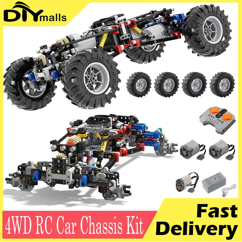 MOC 4WD RC Car Chassis Kit building block Drive Climbing Car Off-Road Suspension 8CH APP Remote Cont