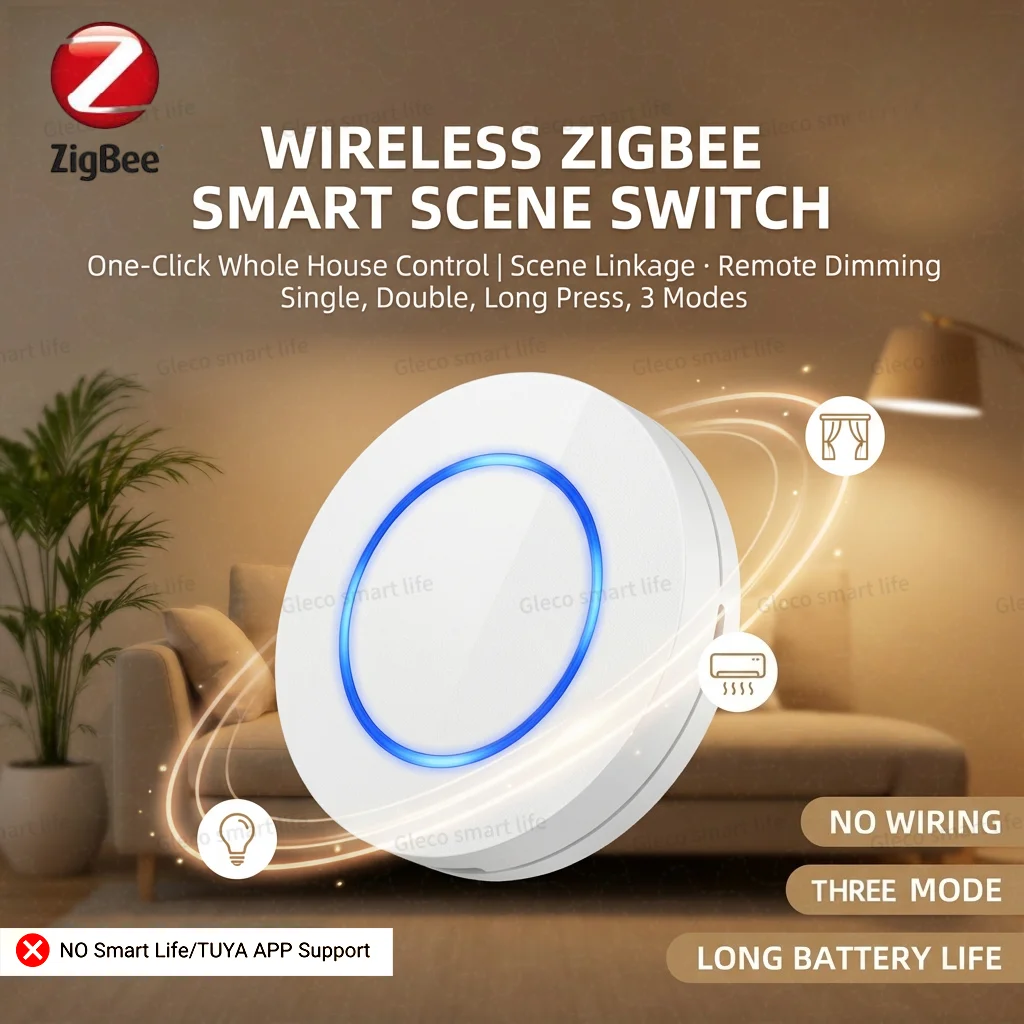 Zigbee Smart Push Button Wireless Scene Switch Home Automation Scenario Controller Battery Powered W