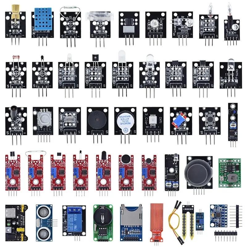 For Arduino 43 Kinds of Sensors Digital Temperature Humidity RGB LED Soil Buzzer Sound raindrop Ultr