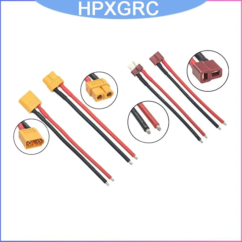 XT60 or T Plug Connector with 100mm 14AWG Silicone Wire for Lipo Battery ESC FPV Drone Car Boat High