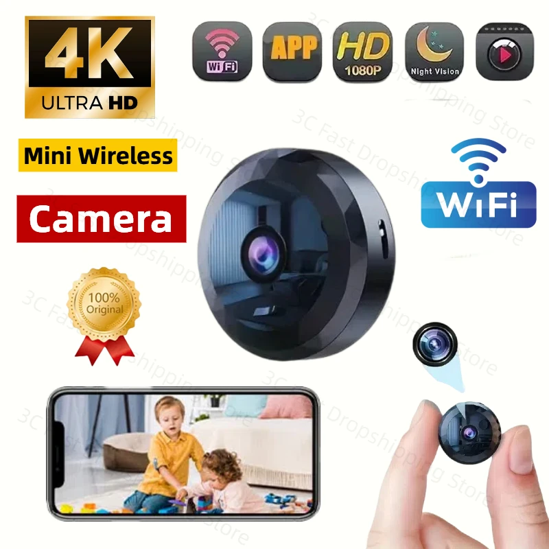 4K Mini WiFi Camera Wireless Security HD Camera Baby Monitor Protection Voice Video Surveillance Nig