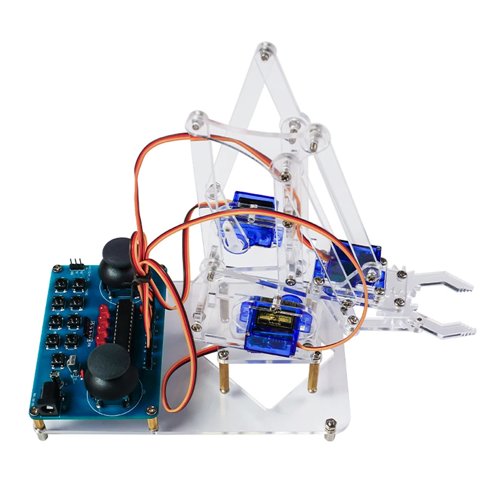 DIY Electronic Soldering Kit 4DOF Acrylic Robot Arm Claw Assembly for Soldering Practice Compatible 