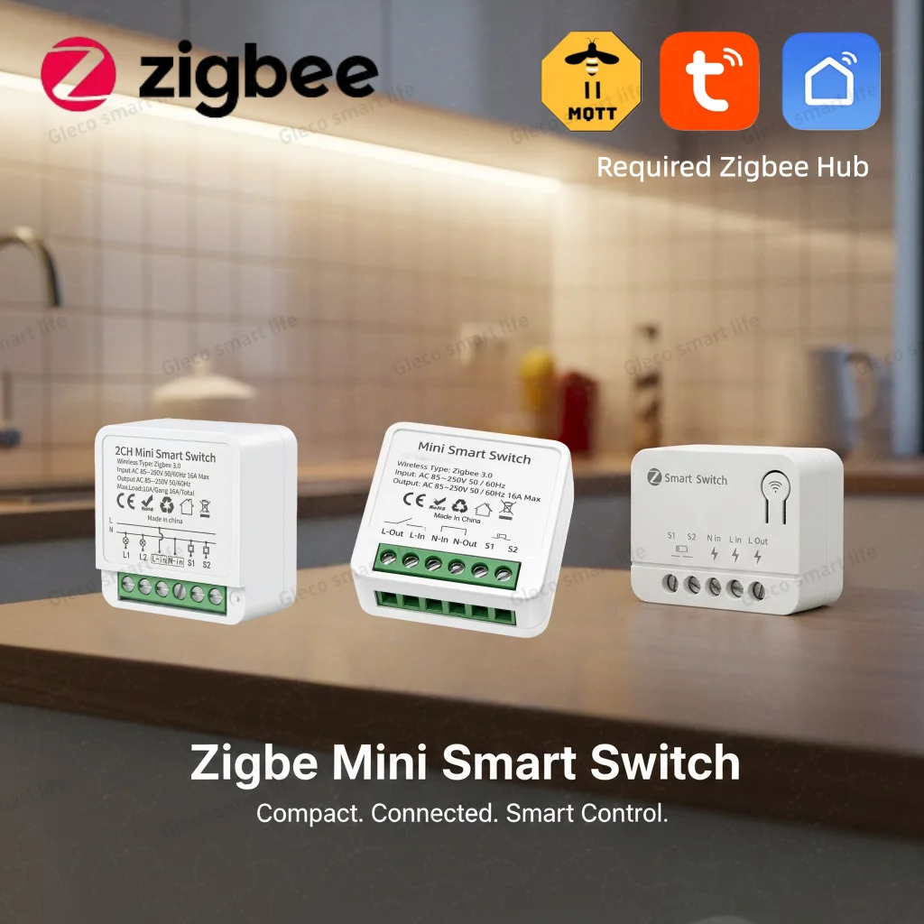 Zigbee Smart Switch Module Mini 10A/16A Optional 1/2 Channel Smart Home Relay Automation Breaker For