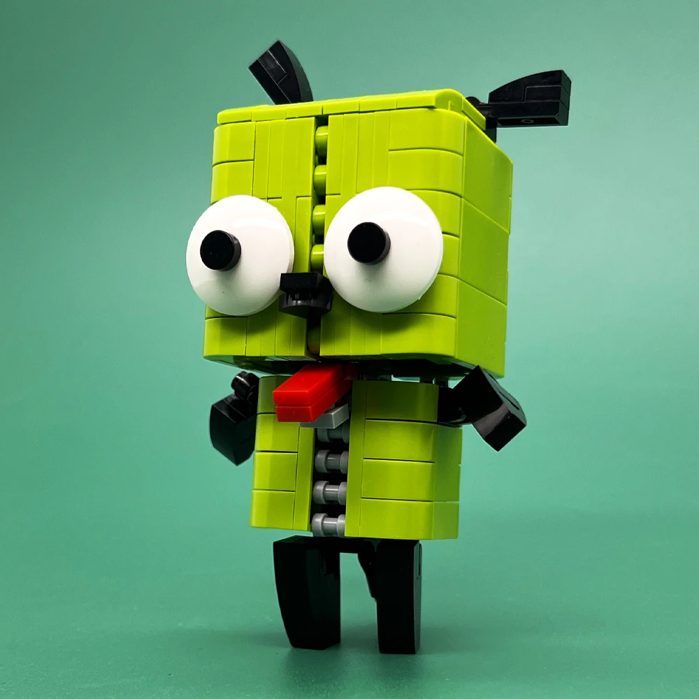 Green Robot Dog Building Blocks Kit, Sci-Fi Alien Pet Figure Model, Collectible DIY Desktop Display 