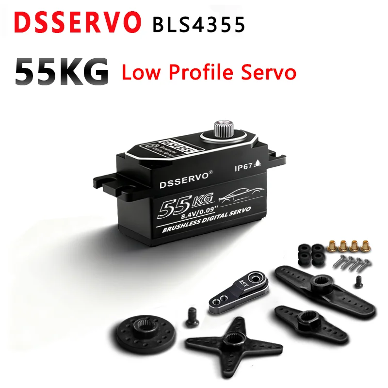 1pcs Low Profile BLS4355 Digital Servo 55KG Large Torque Waterproof Servos for RC Car Crawler SCX10 