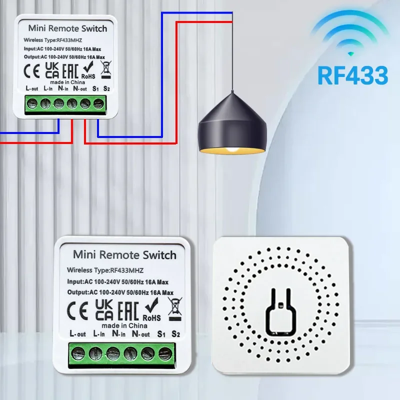 16A Smart Light Switches RF 433 Mhz Remote Control Relay DIY Home Automation Wireless Module 2 Way C