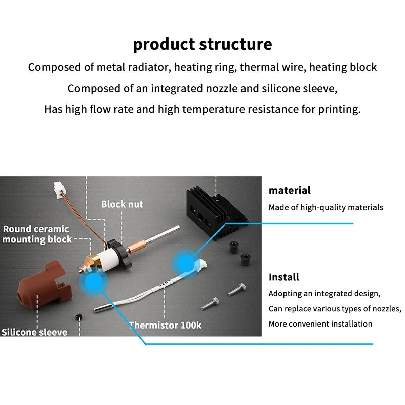 New Creality 2025 Version K1 Series Ceramic Heating Block Kit Terminal With Buckle Compatible With K