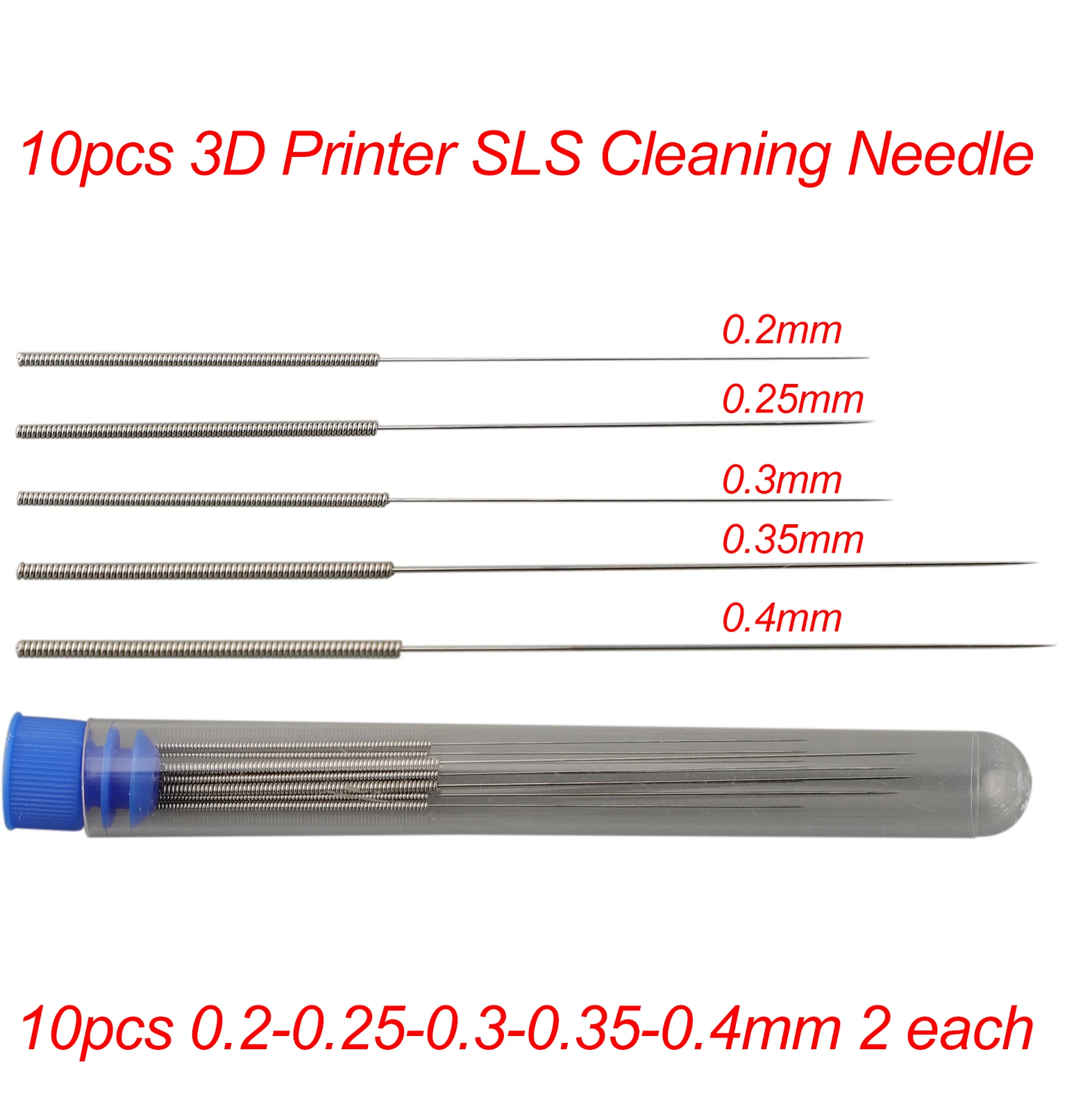 10pcs 3D Printers Nozzle Cleaning Kit 0.2/0.25/0.3/0.35/0.4mm Stainless Steel Nozzle Cleaning Needle