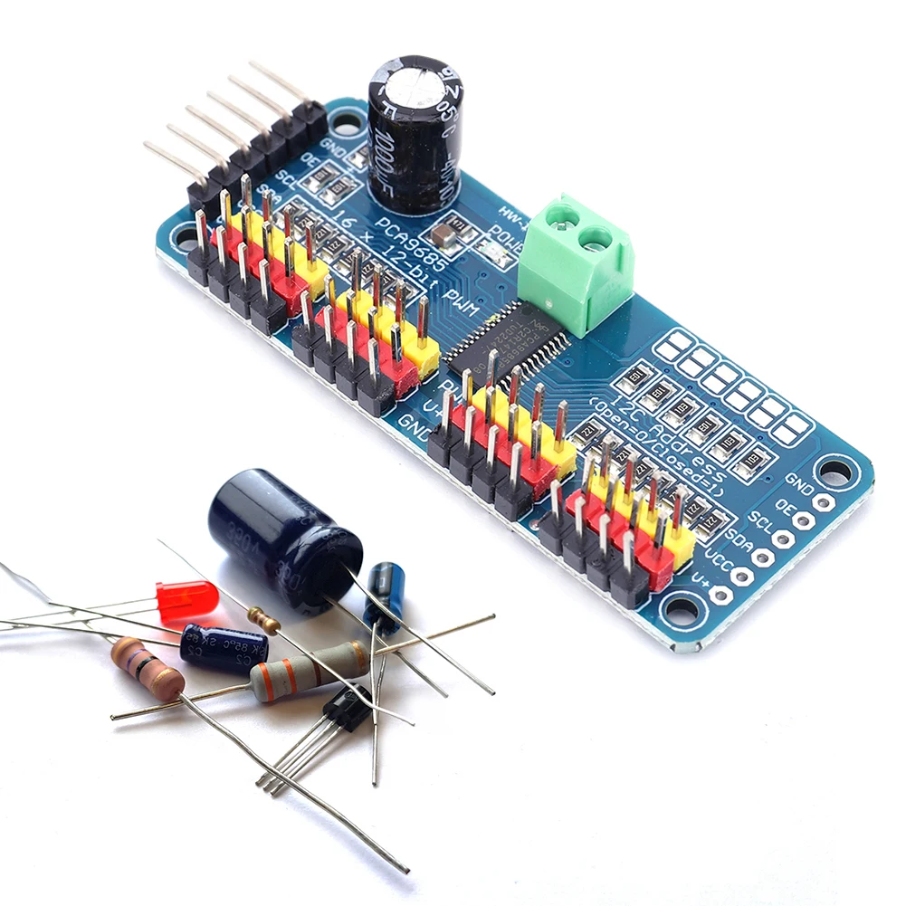 PCA9685 PWM Servo Motor Shield Driver IIC Interface 16 Channel 12-Bit PWM Servo Motor Driver Board C