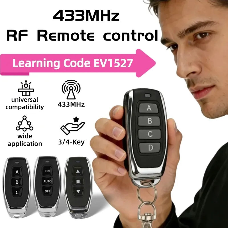 433MHz RF Remote Control 3/4-Button Learning Code EV1527 Smart Home Transmitter For Led Light Car Ga