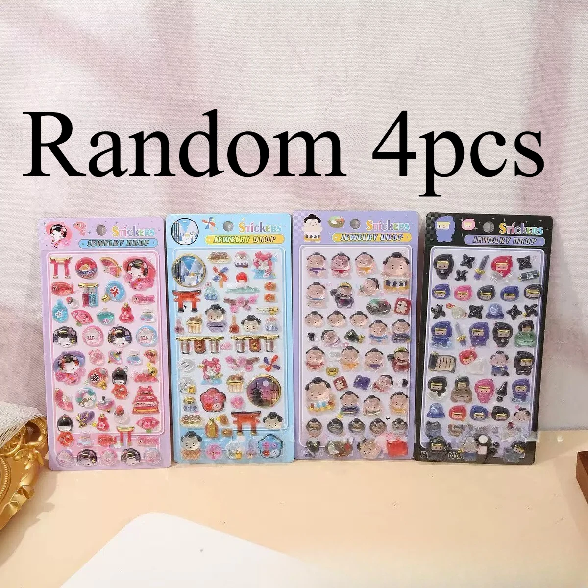 Kawaii Japanese Sumo Ninja Cartoon 3D Crystal Relief Stickers Creative Girl Phone Case Decoration Bi