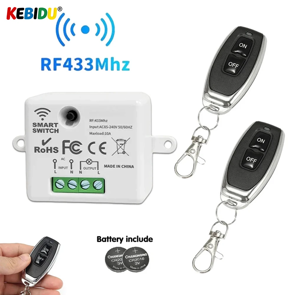 RF 433MHz Wireless Remote Control Switch Smart Home AC220V 110V 10A Mini Controller Relay ON/OFF Tra