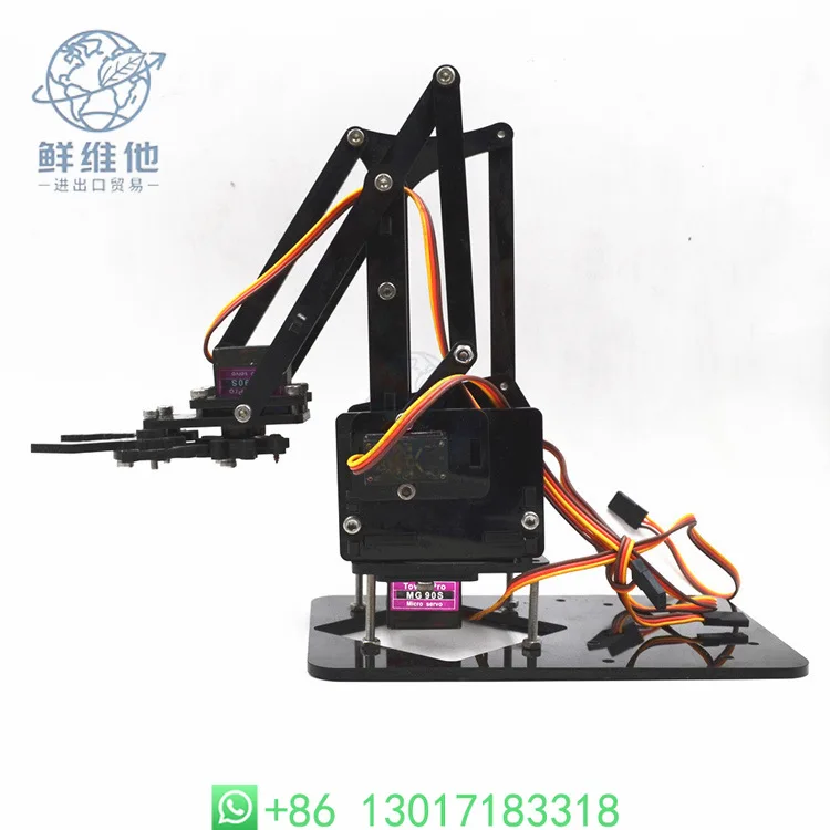 Acrylic 4DOF Mechanical Arm Claw MG90 Servo Kit for Arduino DIY Maker Robotic Arm Assembly Project