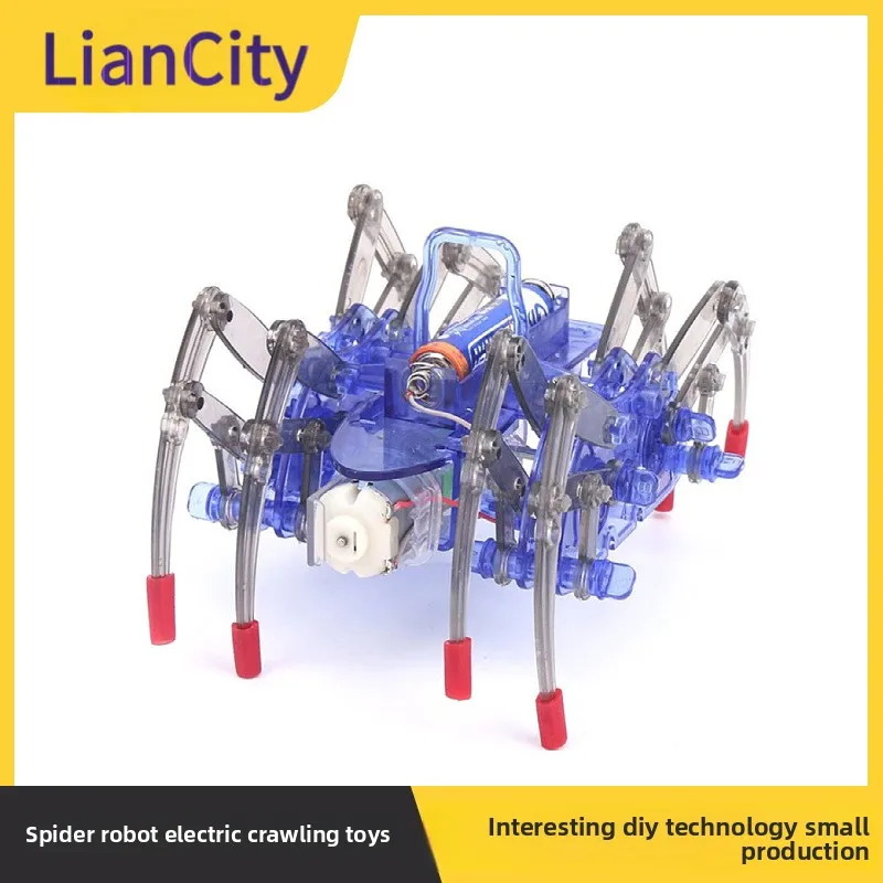 Fun DIY Spider Robot Assembly Kit, Small Tech Production Crawling Toy Jigsaw Puzzle Box
