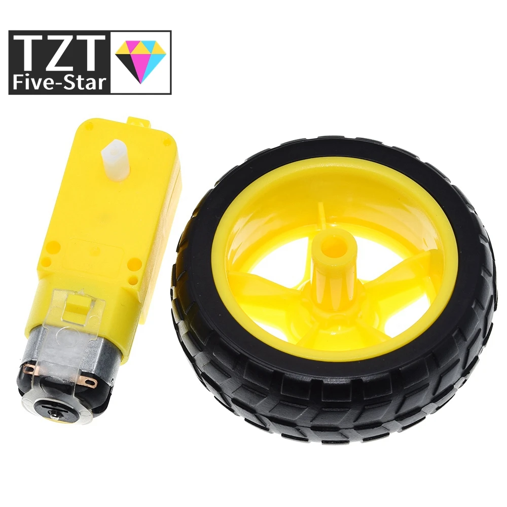 TZT 1Lot/package Deceleration DC motor + supporting wheels , a / smart car chassis, motor / robot ca