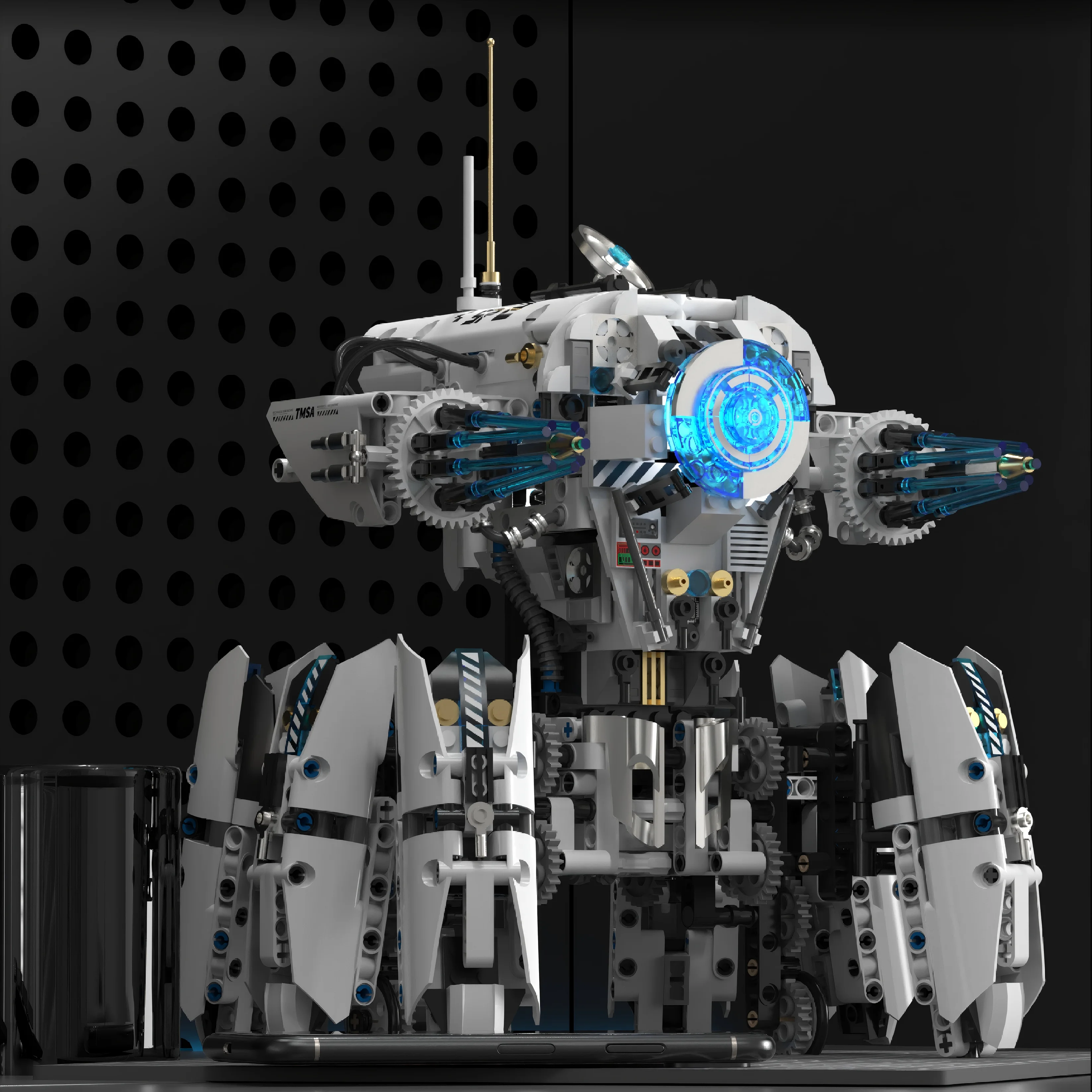Programmable Hexapod Robot Technic Building Kit, STEM Sci-Fi War Machine Six-Legged Robot with Dual 