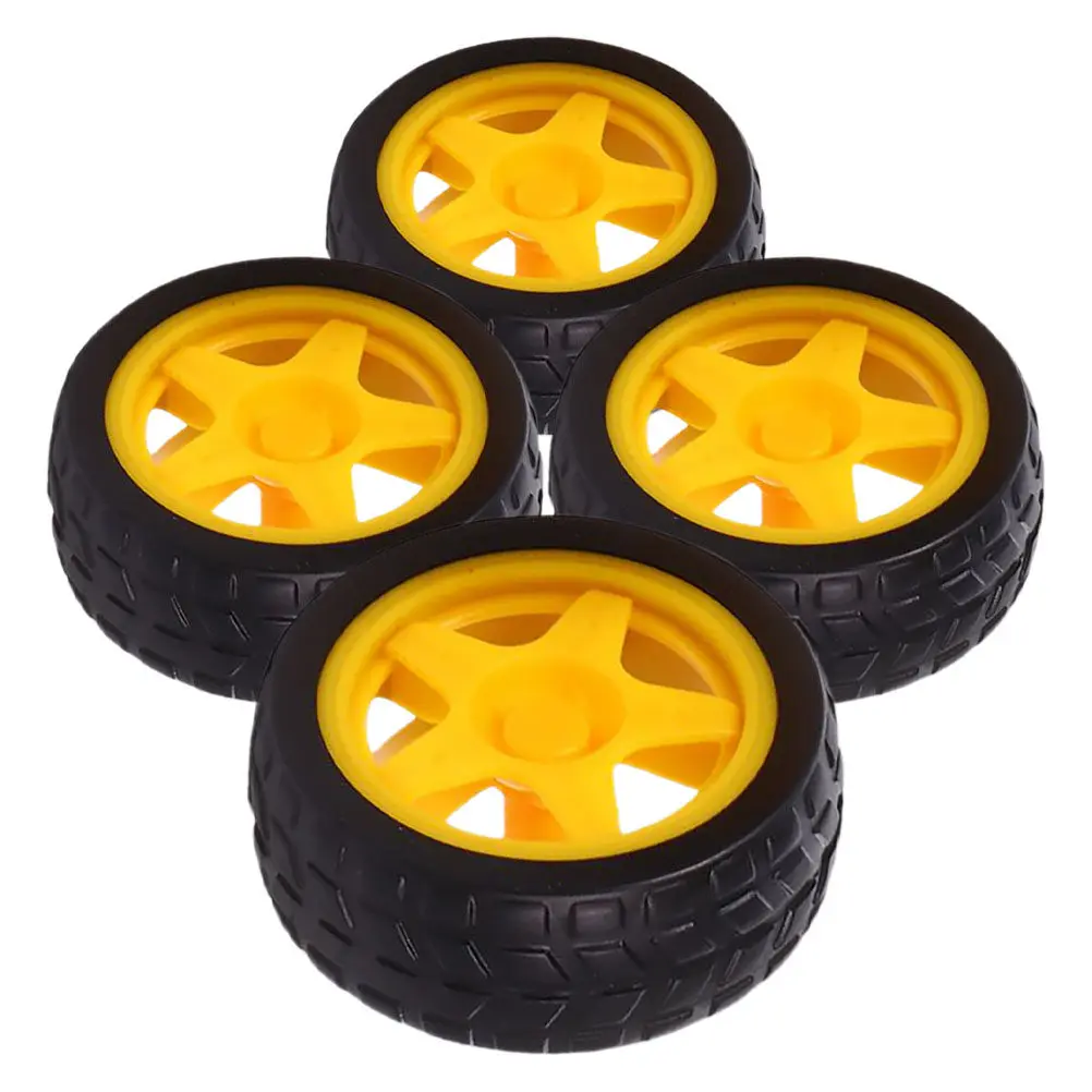 4Pcs Rc Car Wheels Rubber Plastic for DIY Robot Line Following Vehicle Smooth Driving Enhanced Stabi