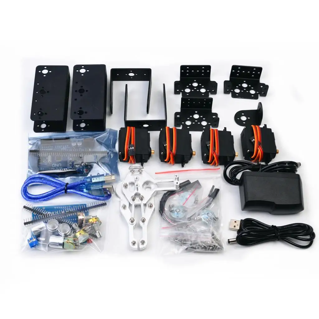 4DOF DIY Robotic Arm Alloy Educational Clamp Claw Kit for Robotics Assembly and Servo Control Learni