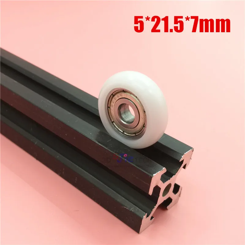 21.5x5x7mm 5*21.5*7mm Delrin R style V wheel kit nylon plastic wheel with 625 bearing black for 2020