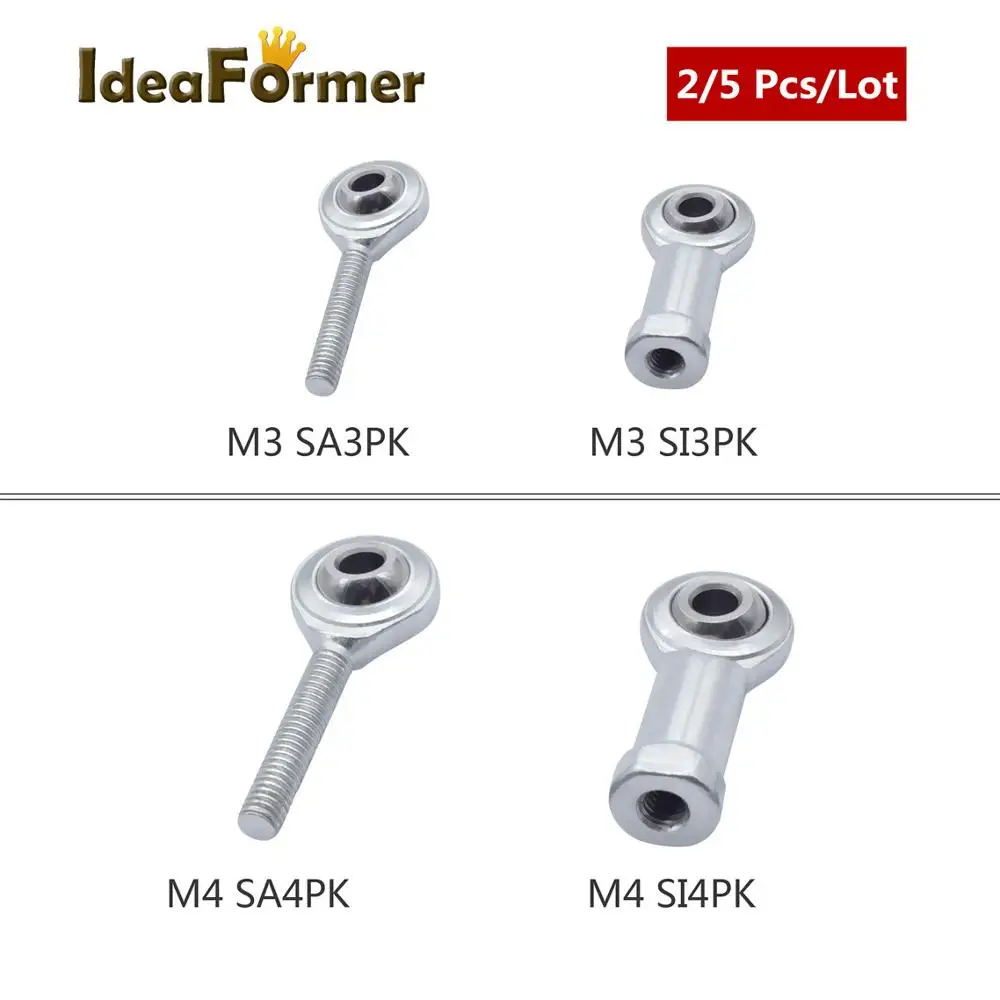 2/5Pcs SA4PK SA3PK Male SI3PK SI4PK Female Fisheye Bearing M3/M4 Right Thread Rod End Joint Bearing 