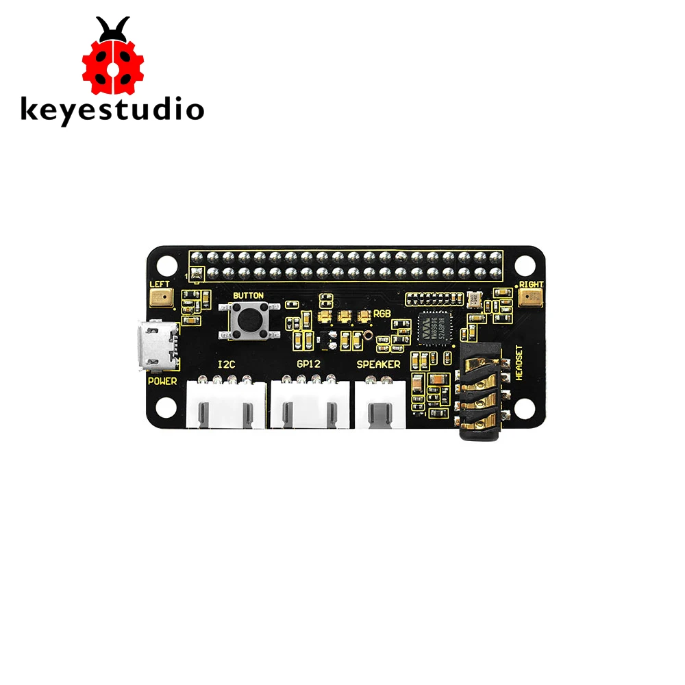 Keyestudio 5V ReSpeaker 2-Mic Pi HAT V1.0 Expansion Board For Raspberry Pi 4B/3B+/3B  CE Certificati