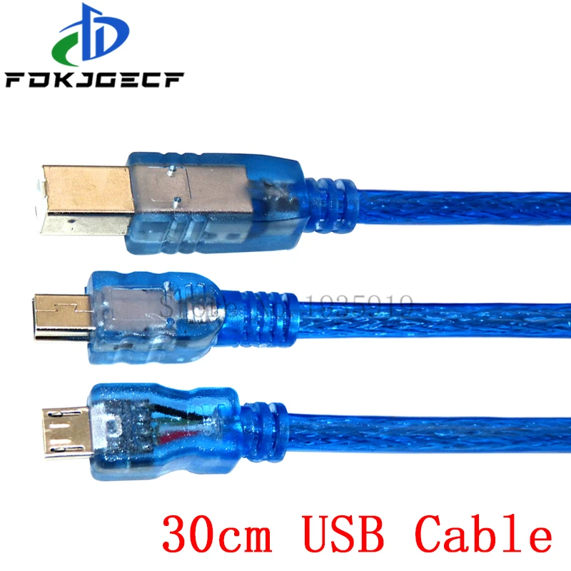 30cm USB Cable for Uno r3/Nano/MEGA 2560/Leonardo/Pro micro/DUE Blue High Quality A type USB/Mini US